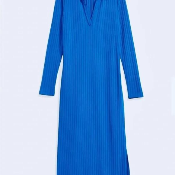 NEW Old Navy Fitted Rib-Knit Midi Polo Dress - Picture 7 of 7